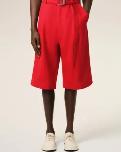 Ami Paris Red Wool Cargo Bermuda Short POPPY Outlet