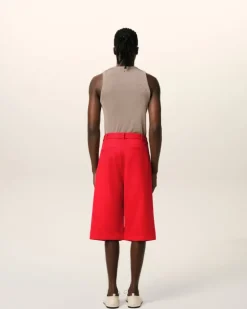 Ami Paris Red Wool Cargo Bermuda Short POPPY Outlet