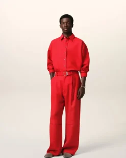 Ami Paris Red Wool Cargo Trousers POPPY Online