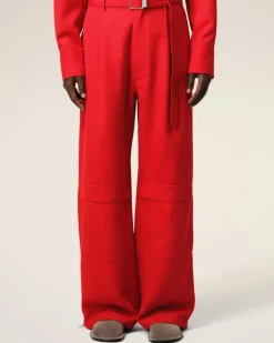 Ami Paris Red Wool Cargo Trousers POPPY Online