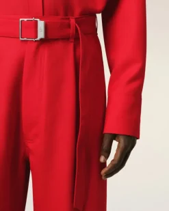 Ami Paris Red Wool Cargo Trousers POPPY Online