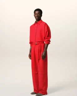 Ami Paris Red Wool Cargo Trousers POPPY Online