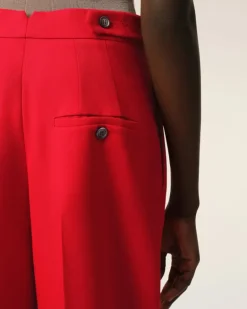 Ami Paris Red Wool High Waist Large Trousers POPPY Cheap