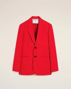 Ami Paris Red Wool Semi-Lined Jacket POPPY Fashion
