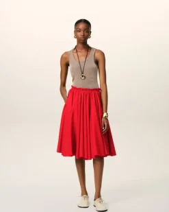 Ami Paris Red Wool Skirt With Godets POPPY Cheap
