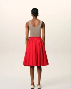 Ami Paris Red Wool Skirt With Godets POPPY Cheap