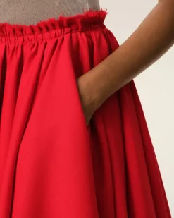 Ami Paris Red Wool Skirt With Godets POPPY Cheap