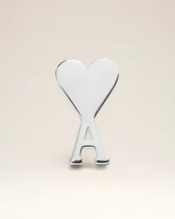 Ami Paris Brass Ami de Coeur Studs SILVER Clearance