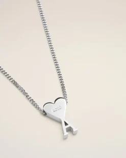 Ami Paris Brass Ami de Coeur Pendant Necklace SILVER Cheap
