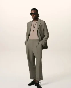 Ami Paris Taupe Wool Carrot Fit Trousers SMOKE GREY Cheap