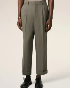 Ami Paris Taupe Wool Carrot Fit Trousers SMOKE GREY Cheap