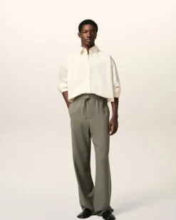 Ami Paris Taupe Wool Straight Fit Elasticated Trousers SMOKE GREY Flash Sale