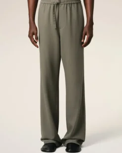 Ami Paris Taupe Wool Straight Fit Elasticated Trousers SMOKE GREY Flash Sale