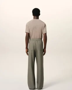 Ami Paris Taupe Wool Straight Fit Elasticated Trousers SMOKE GREY Flash Sale