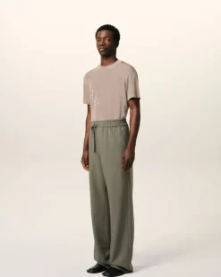 Ami Paris Taupe Wool Straight Fit Elasticated Trousers SMOKE GREY Flash Sale