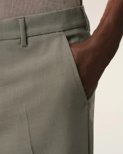 Ami Paris Taupe Wool Straight Fit Trousers SMOKE GREY Cheap