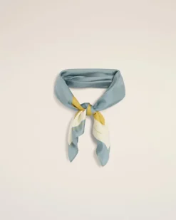 Ami Paris Tricolor Blue Silk Bandana SLATE/BUTTER/CURRY New