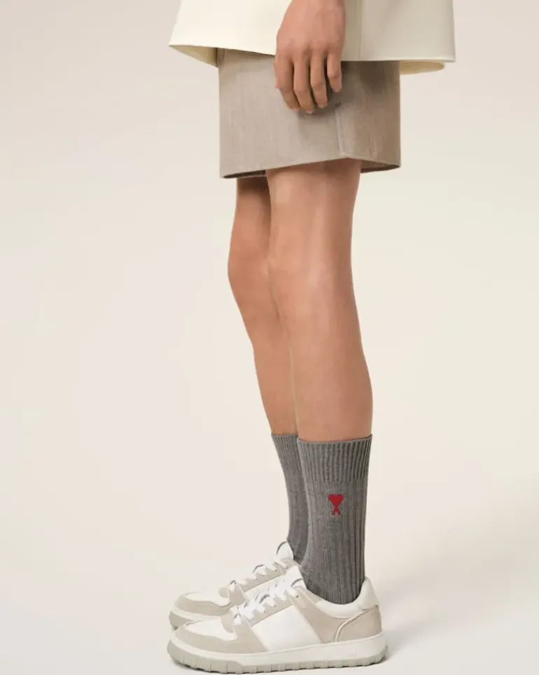 Ami Paris Tricolor Cotton Three Pack Socks OFF WHITE/GREY/BLACK Cheap