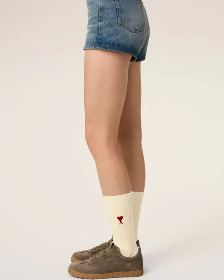 Ami Paris Tricolor Cotton Three Pack Socks OFF WHITE/GREY/BLACK Cheap