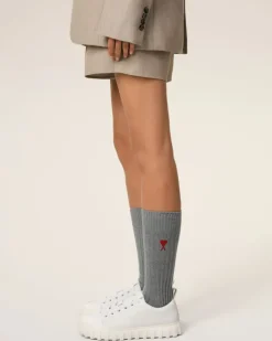 Ami Paris Tricolor Cotton Three Pack Socks OFF WHITE/GREY/BLACK Cheap