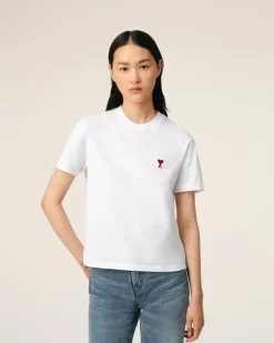 Ami Paris Cotton Ami de Coeur T-Shirt WHITE Flash Sale