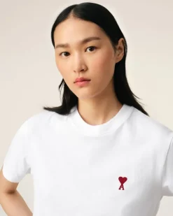 Ami Paris Cotton Ami de Coeur T-Shirt WHITE Flash Sale