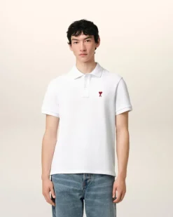 Ami Paris Cotton Ami de Coeur Polo Shirt WHITE Online
