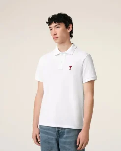 Ami Paris Cotton Ami de Coeur Polo Shirt WHITE Online