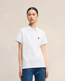 Ami Paris Cotton Ami de Coeur Polo Shirt WHITE Online