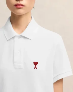 Ami Paris Cotton Ami de Coeur Polo Shirt WHITE Online