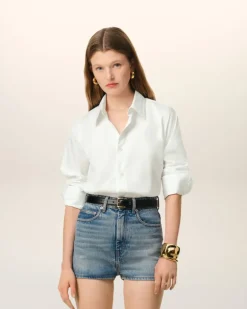 Ami Paris Cotton Ami de Coeur Classic Shirt WHITE Cheap