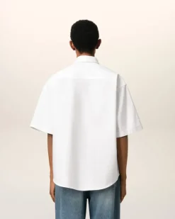 Ami Paris White Cotton Boxy Fit Short Sleeves Shirt NATURAL WHITE Hot
