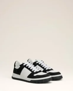 Ami Paris White Leather Low Top Walk Sneakers WHITE/BLACK Hot