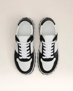 Ami Paris White Leather Low Top Walk Sneakers WHITE/BLACK Hot