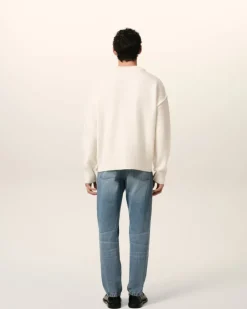 Ami Paris White Wool Ami de Coeur Cardigan OFF WHITE/ RED Clearance