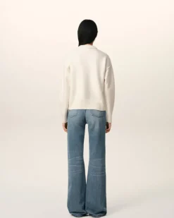 Ami Paris White Wool Ami de Coeur Sweater OFF WHITE/ RED New