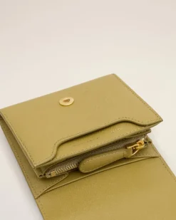 Ami Paris Yellow Leather Paris Paris Compact Wallet HAVANA/VIBRATED BRASS Cheap