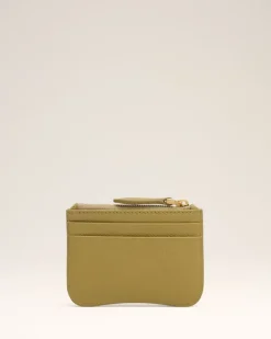 Ami Paris Yellow Leather Zipped Card Holder HAVANA/VIBRATED BRASS Sale