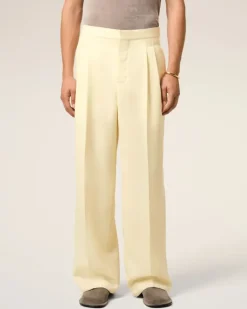 Ami Paris Yellow Wool Large Fit Trousers BUTTER Cheap
