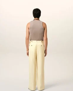 Ami Paris Yellow Wool Large Fit Trousers BUTTER Cheap