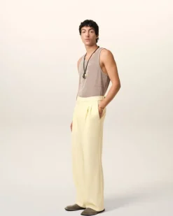 Ami Paris Yellow Wool Large Fit Trousers BUTTER Cheap