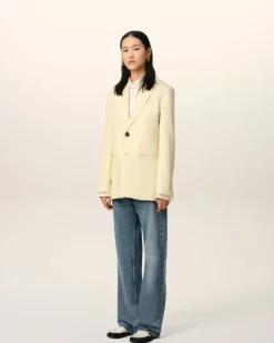 Ami Paris Yellow Wool Semi-Lined Jacket BUTTER Best